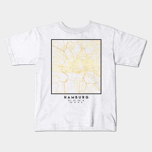 HAMBURG GERMANY CITY STREET MAP ART Kids T-Shirt by deificusArt